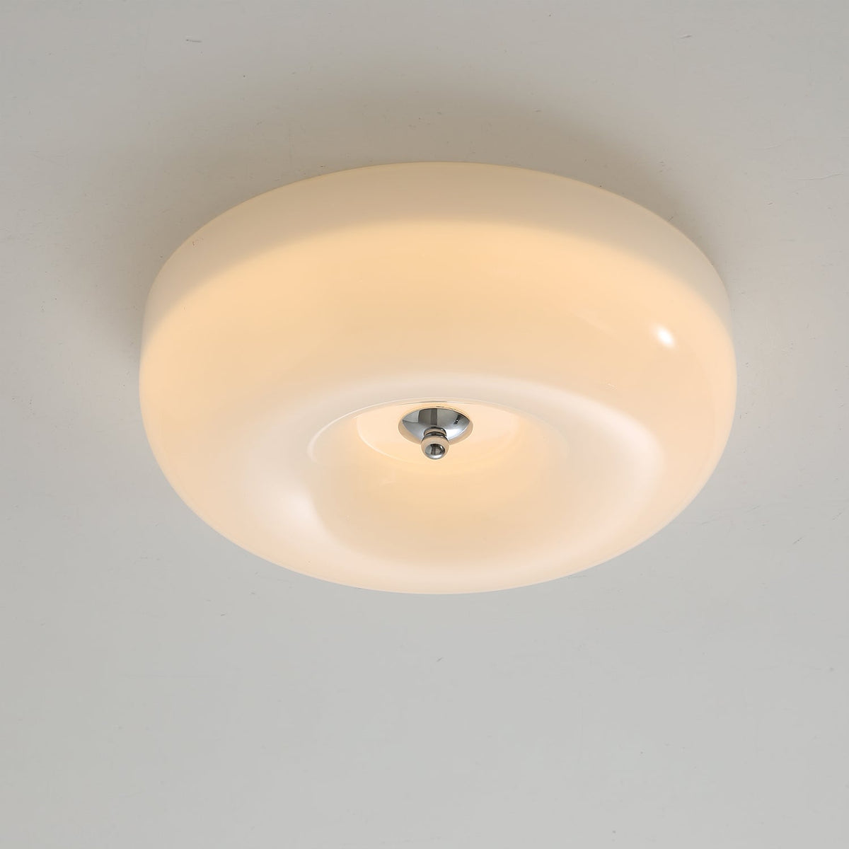 Flush Mount LED Ceiling Light with Swirled Glass Shade – Modern Low Profile Design for Bedroom, Hallway, Kitchen – Chrome Finish | Lonoma