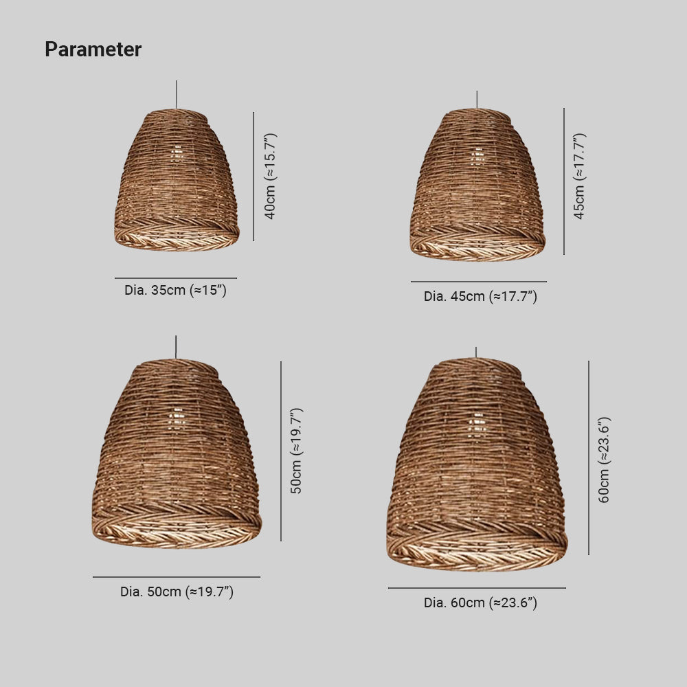 Handwoven Wicker Hanging Lamp with Metal Frame for Bedroom, Dining Room, Entryway | Natural Rattan Ceiling Fixture | Lonoma