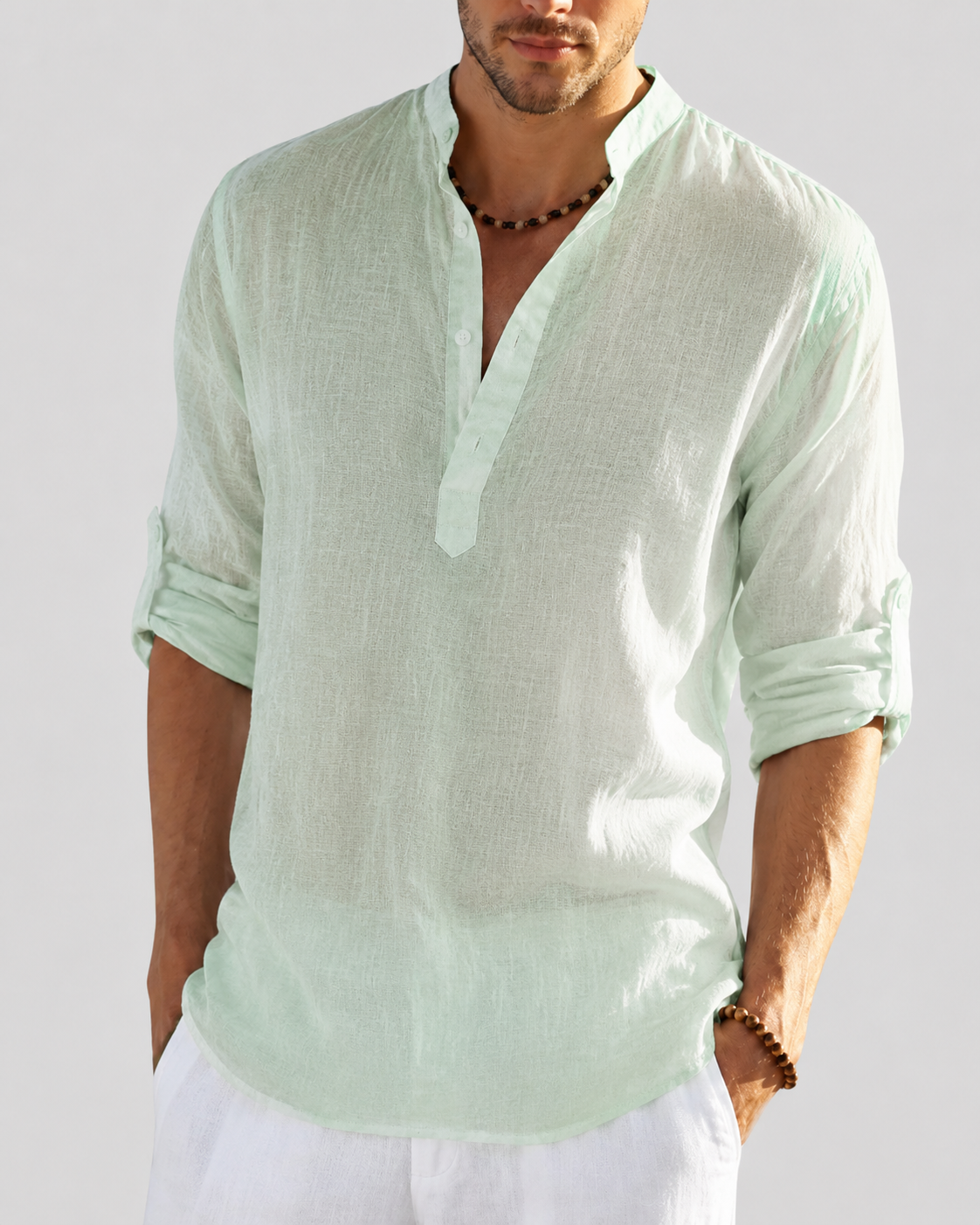 Men's Smart Casual Shirt with Open Collar — Classic Long Sleeve Shirt for Business & Weekend Wear | Koossa