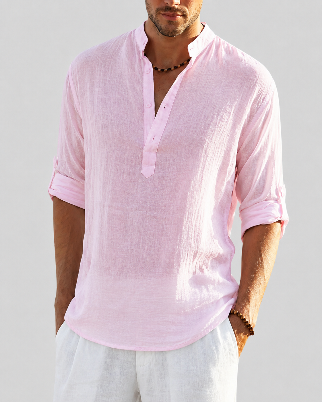 Men's Smart Casual Shirt with Open Collar — Classic Long Sleeve Shirt for Business & Weekend Wear | Koossa