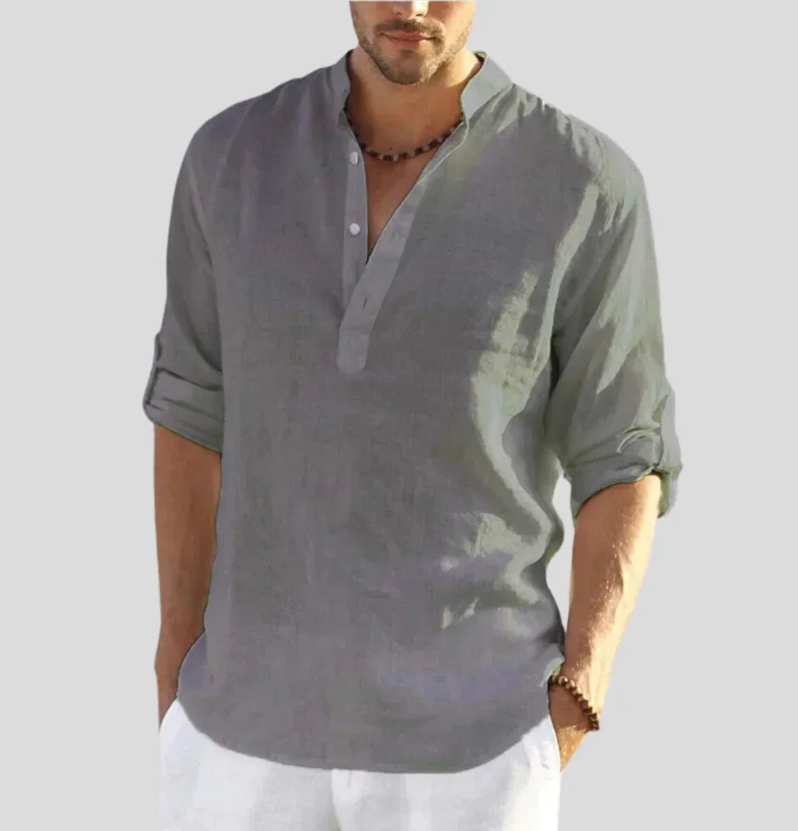 Men's Smart Casual Shirt with Open Collar — Classic Long Sleeve Shirt for Business & Weekend Wear | Koossa