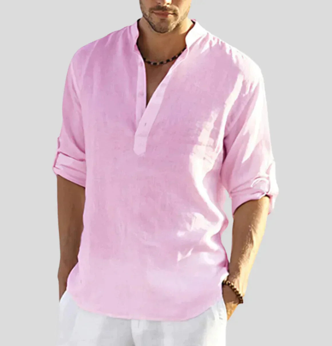 Men's Smart Casual Shirt with Open Collar — Classic Long Sleeve Shirt for Business & Weekend Wear | Koossa