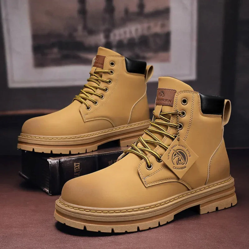 Men's Waterproof Lace-Up Boots — Comfortable All-Weather Ankle Boots with Cushioned Insole & Non-Slip Grip | Koossa