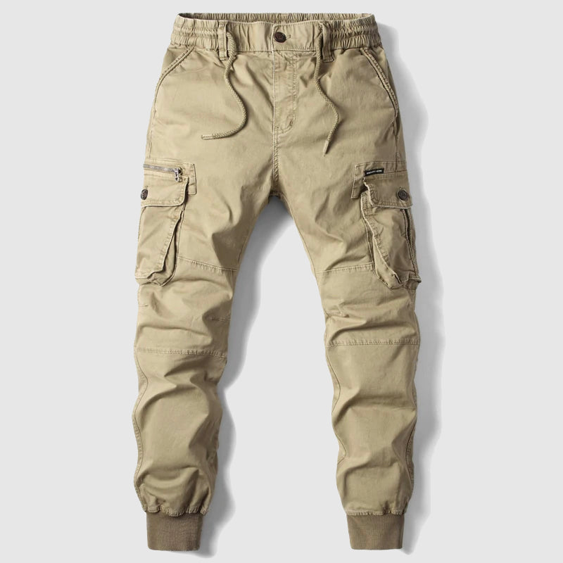 Men's Tapered Cargo Joggers with Drawstring Waist and Cuffed Ankles for Relaxed Weekend Comfort and Travel | Koossa