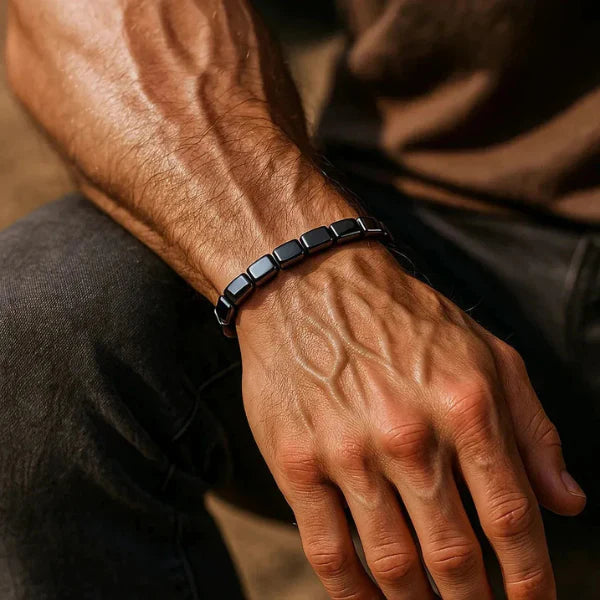 Men's Polished Black Beaded Bracelet — Elegant Wrist Accessory for Everyday Wear & Special Occasions | Koossa