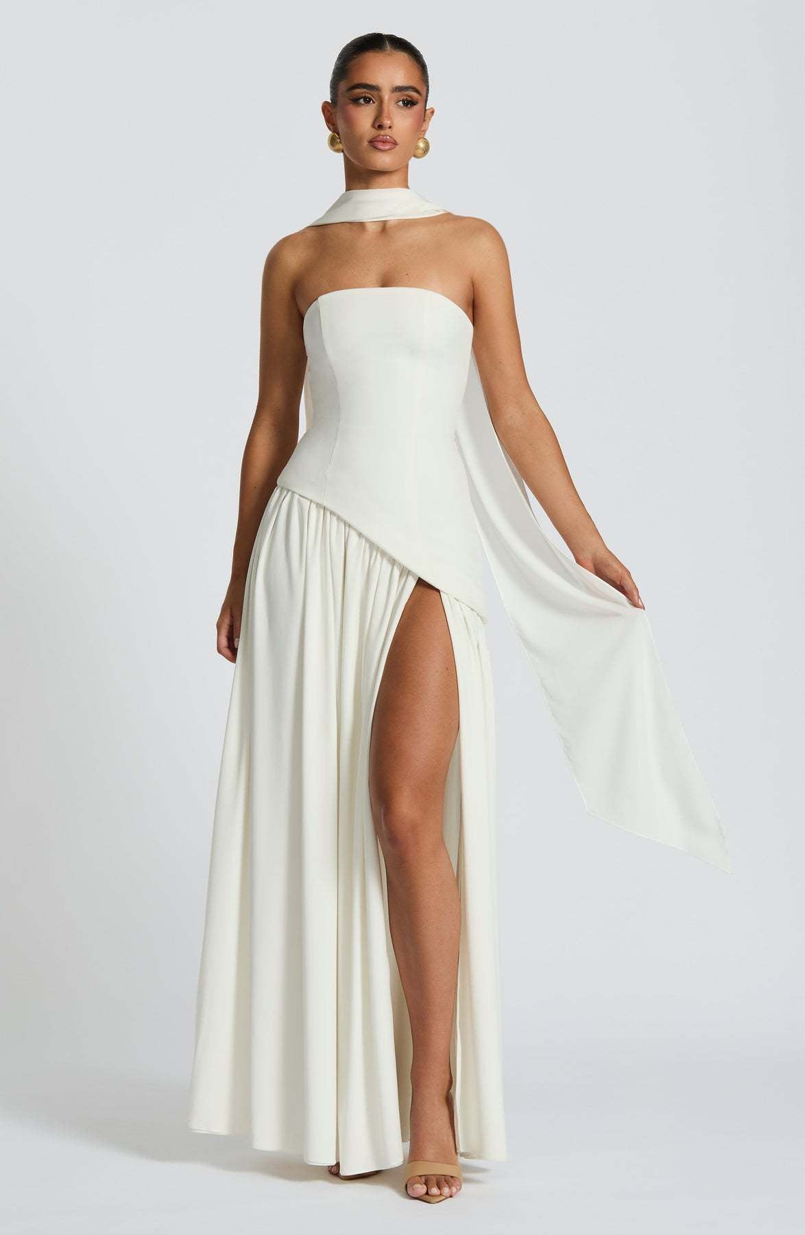 Women's Backless Maxi Dress with Delicate Straps — Elegant Evening Dress for Summer Occasions & Special Events | Koossa
