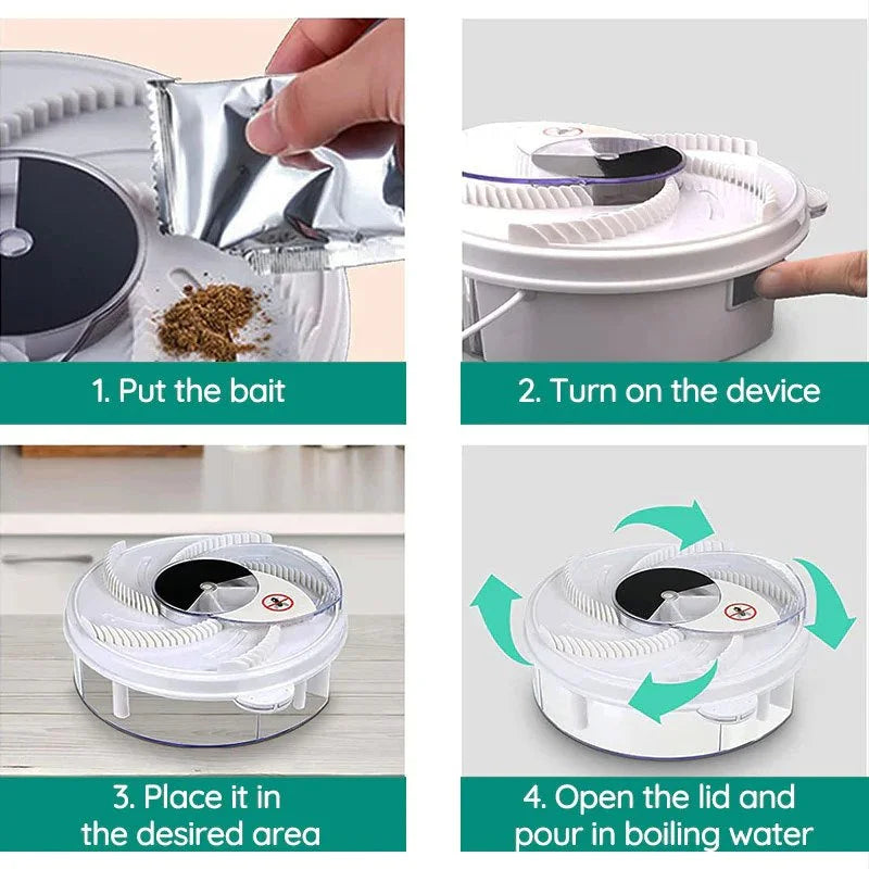 Piège à mouches USB silencieux et écologique pour cuisine salon chambre sans produits chimiques ni bruit | Koossa
