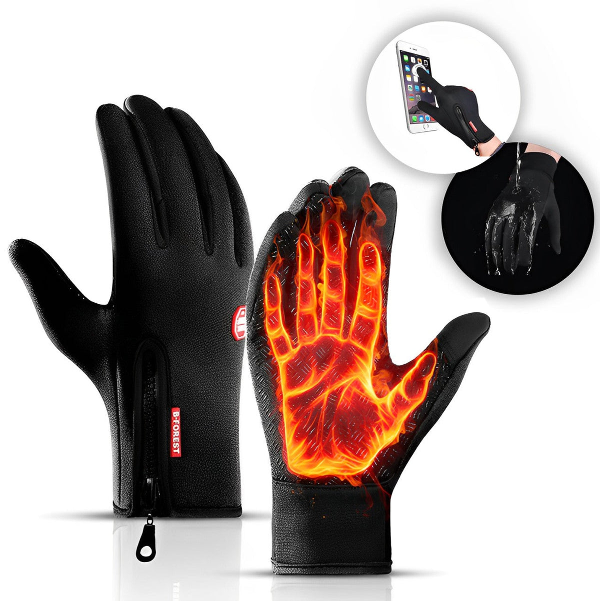 Rechargeable Heated Gloves, 3 Heat Levels, Black Waterproof Windproof Touchscreen Winter Gloves for Skiing, Biking & Cold Weather | Lonoma