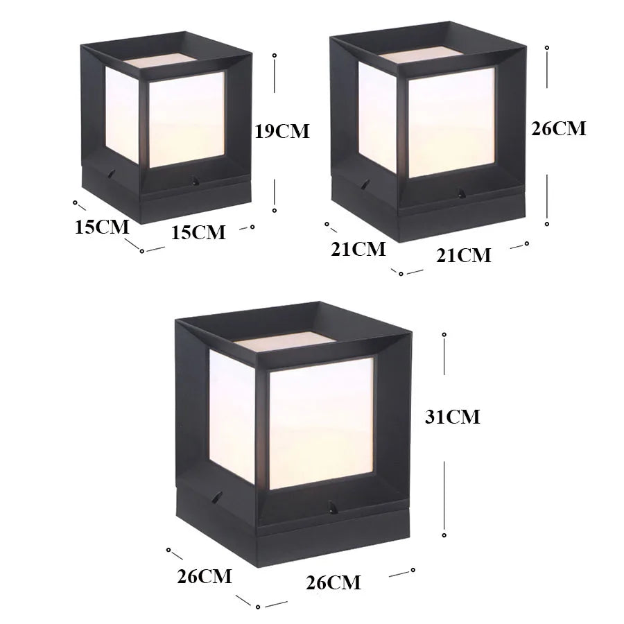 Borne lumineuse extérieure LED 12 W noire moderne pour allée portail jardin éclairage fonctionnel contemporain | Koossa
