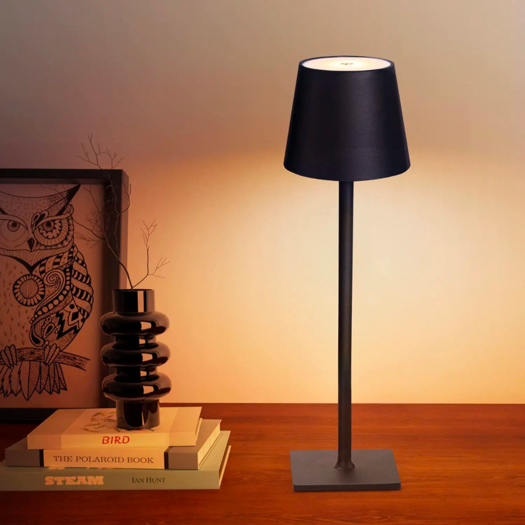 Cordless LED Table Lamp, Rechargeable Dimmable Aluminum Desk Light, Battery Operated for Bedroom, Patio & Restaurant Tables | Lonoma