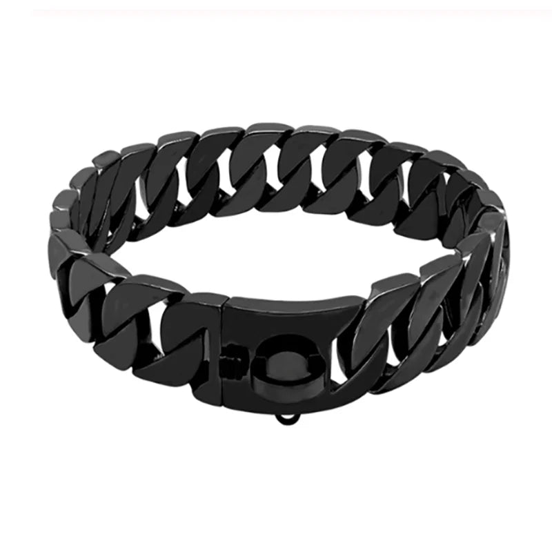 Dog Chain Collar Stainless Steel 18K Gold Plated Large Breed Heavy Duty Cuban Link Adjustable 32mm Wide | Koossa