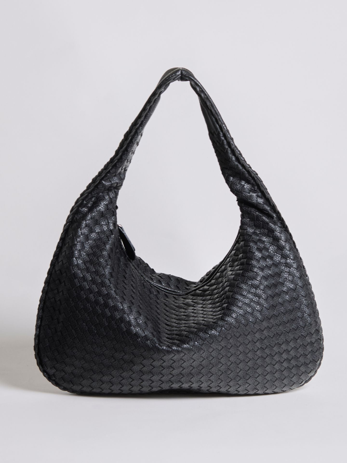 Woven Leather Hobo Bag with Soft Structure in Black, Wine Red, Sage Green & More | Koossa