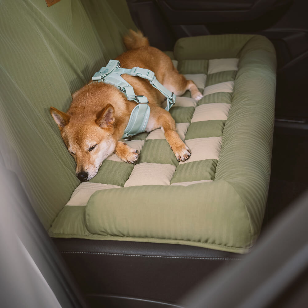 Dog Car Seat Cover Padded Waterproof Polyester Anti-Slip Bolster Back Seat Bed Large Dogs Safety Strap | Koossa