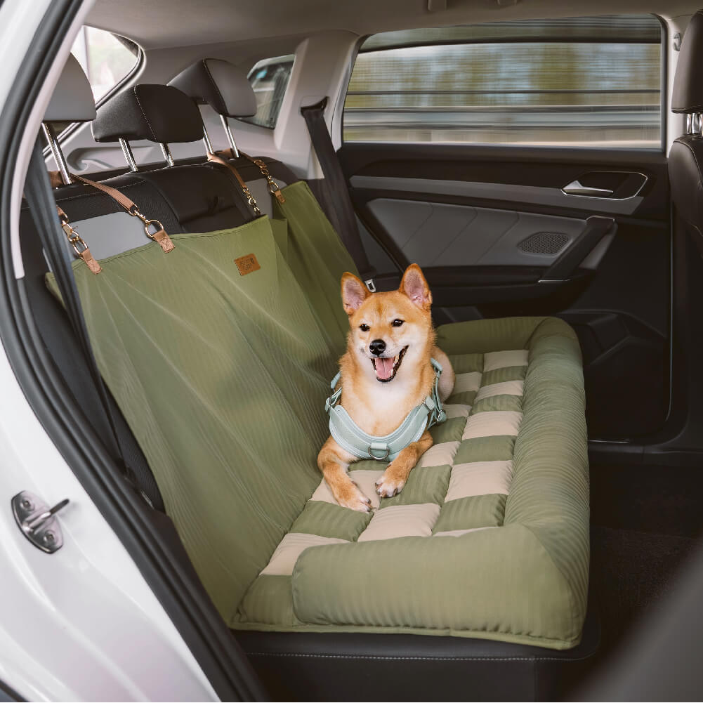 Dog Car Seat Cover Padded Waterproof Polyester Anti-Slip Bolster Back Seat Bed Large Dogs Safety Strap | Koossa