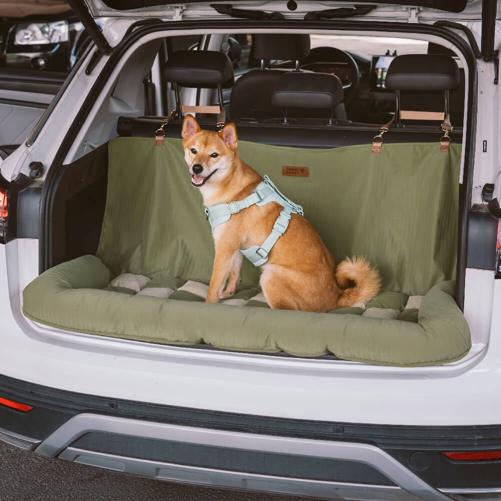 Dog Car Seat Cover Padded Waterproof Polyester Anti-Slip Bolster Back Seat Bed Large Dogs Safety Strap | Koossa