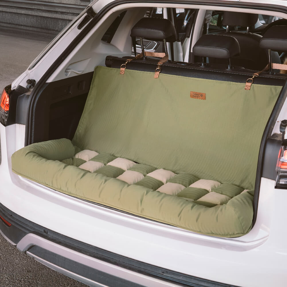 Dog Car Seat Cover Padded Waterproof Polyester Anti-Slip Bolster Back Seat Bed Large Dogs Safety Strap | Koossa