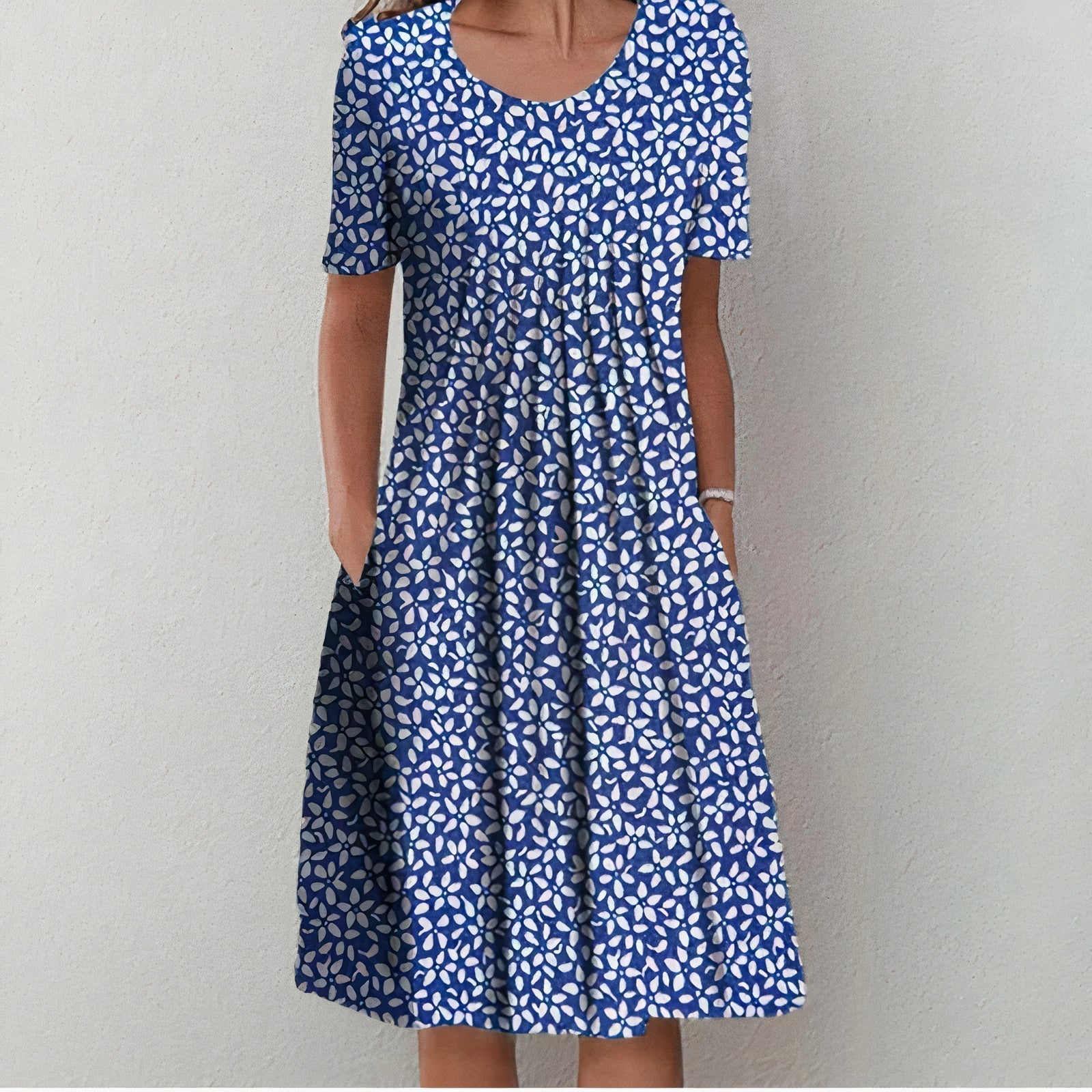 Floral Print Midi Dress in Cotton Voile with Pockets | Koossa