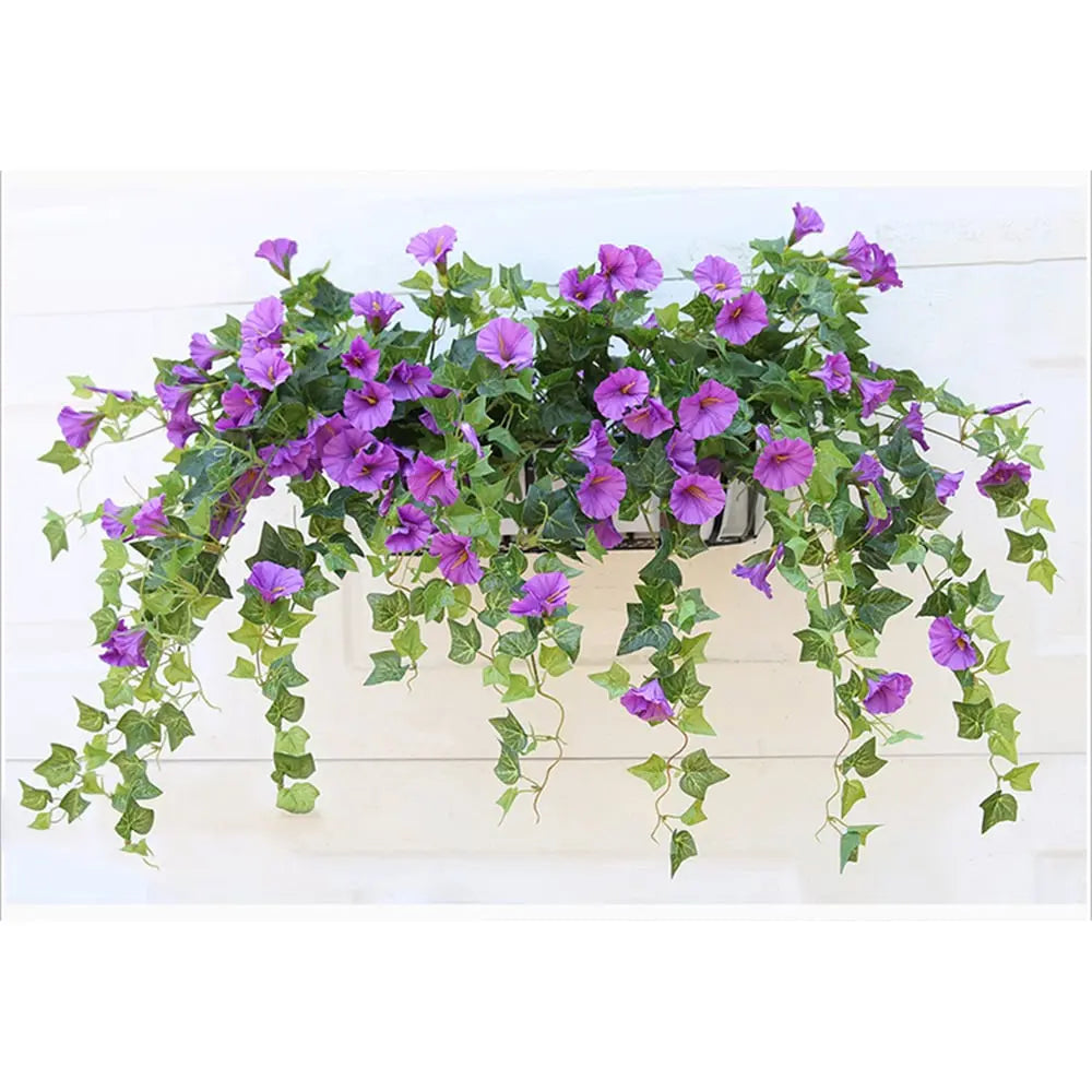 Faux Morning Glory Spray with UV Protection for Indoor & Outdoor Décor – 26-Inch Silk Stem | Lonoma
