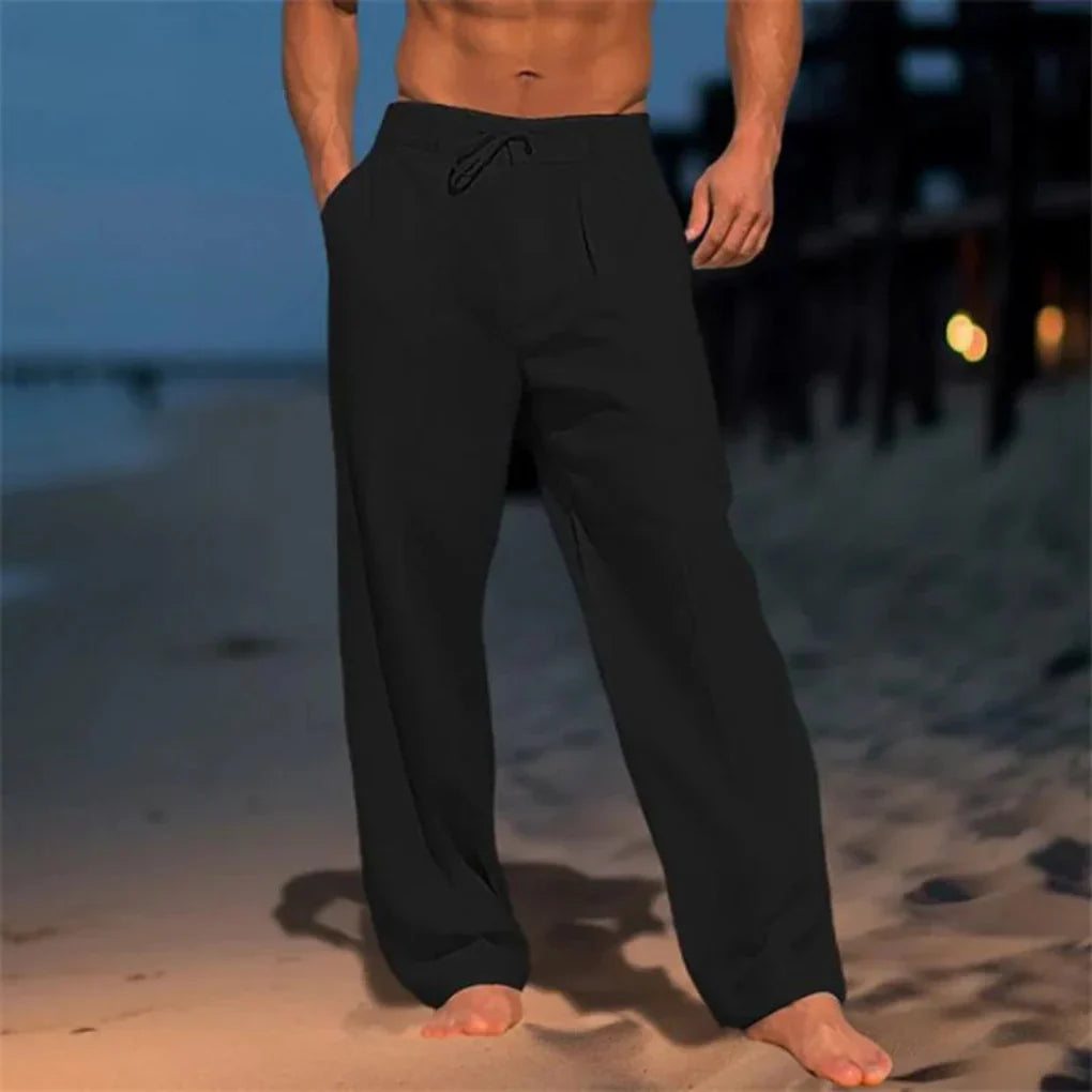 Men's Straight-Leg Summer Trousers in Beige, Grey & Navy — Classic Smart-Casual Trousers for Warm Weather | Koossa