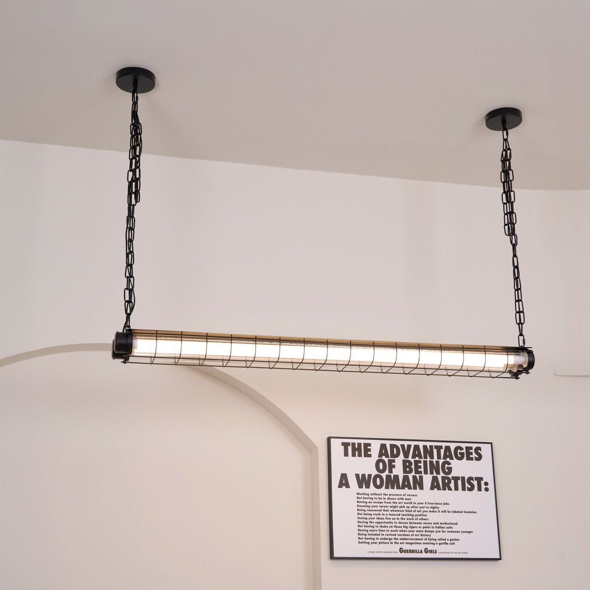 Horizontal Glass Cylinder Pendant Light with LED Strips – Metal Body, 48 in Long, Modern Industrial for Dining Room Kitchen Island | Lonoma
