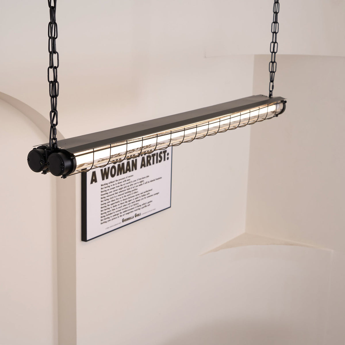Horizontal Glass Cylinder Pendant Light with LED Strips – Metal Body, 48 in Long, Modern Industrial for Dining Room Kitchen Island | Lonoma