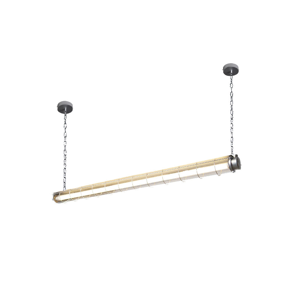 Horizontal Glass Cylinder Pendant Light with LED Strips – Metal Body, 48 in Long, Modern Industrial for Dining Room Kitchen Island | Lonoma