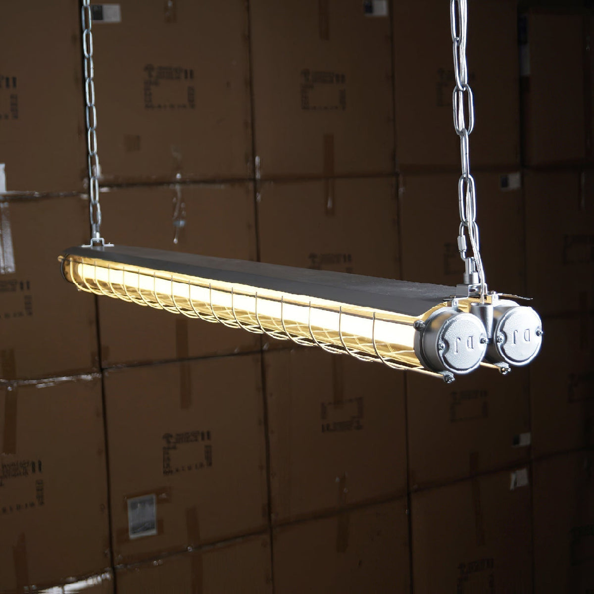 Horizontal Glass Cylinder Pendant Light with LED Strips – Metal Body, 48 in Long, Modern Industrial for Dining Room Kitchen Island | Lonoma