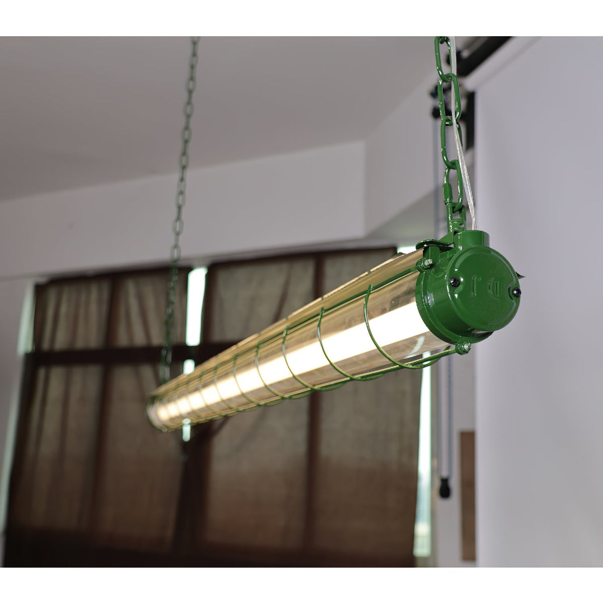 Horizontal Glass Cylinder Pendant Light with LED Strips – Metal Body, 48 in Long, Modern Industrial for Dining Room Kitchen Island | Lonoma