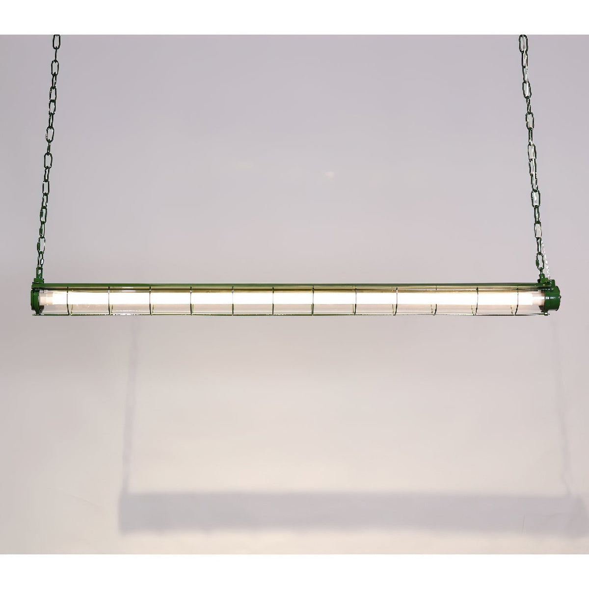 Horizontal Glass Cylinder Pendant Light with LED Strips – Metal Body, 48 in Long, Modern Industrial for Dining Room Kitchen Island | Lonoma