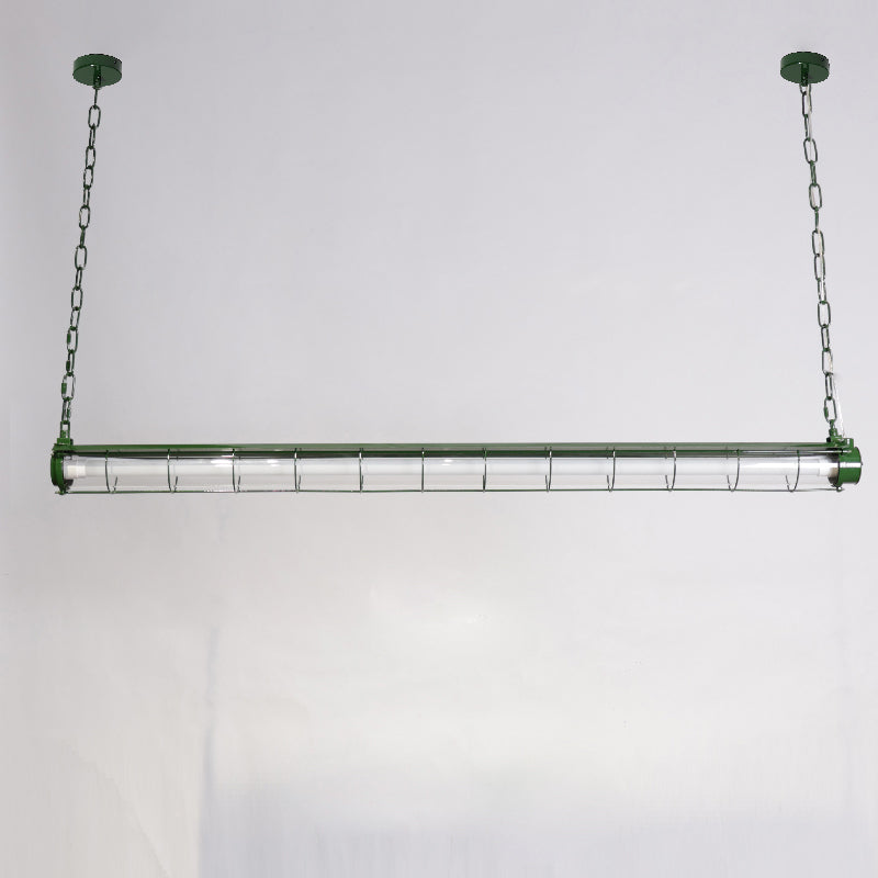 Horizontal Glass Cylinder Pendant Light with LED Strips – Metal Body, 48 in Long, Modern Industrial for Dining Room Kitchen Island | Lonoma