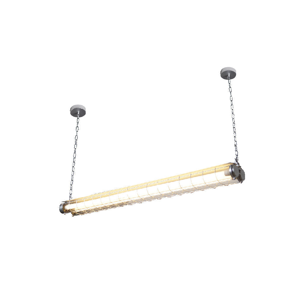 Horizontal Glass Cylinder Pendant Light with LED Strips – Metal Body, 48 in Long, Modern Industrial for Dining Room Kitchen Island | Lonoma