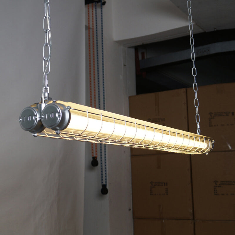 Horizontal Glass Cylinder Pendant Light with LED Strips – Metal Body, 48 in Long, Modern Industrial for Dining Room Kitchen Island | Lonoma