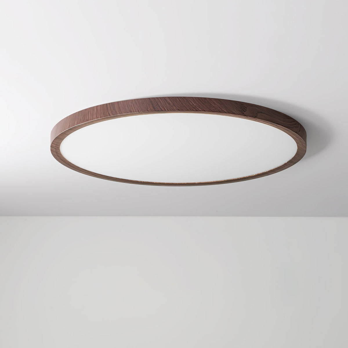Flush Mount LED Ceiling Light with Wood-Look Finish – Round Ultra-Slim Panel for Bedroom, Living Room, Kitchen | Lonoma