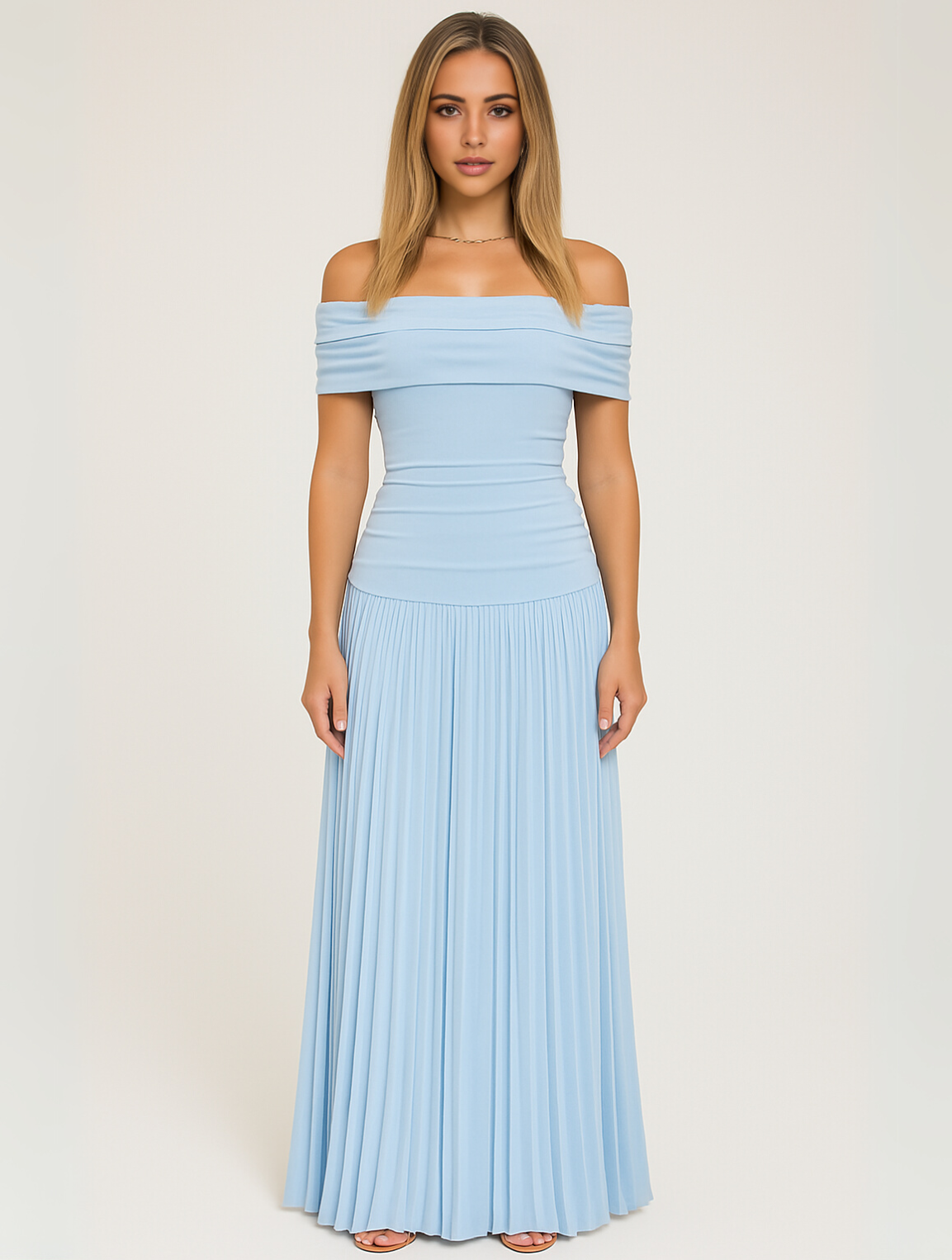 Women's Elegant Pleated Maxi Dress in Luxe Fabric for Special Occasions Weddings Receptions Evening Celebrations Formal Events | Koossa