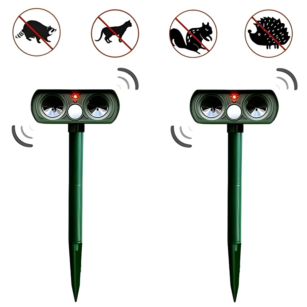 Répulsif à ultrasons solaire pour jardin portée 8–10 m IP66 13,5–45,5 kHz protection écologique anti-nuisibles | Koossa