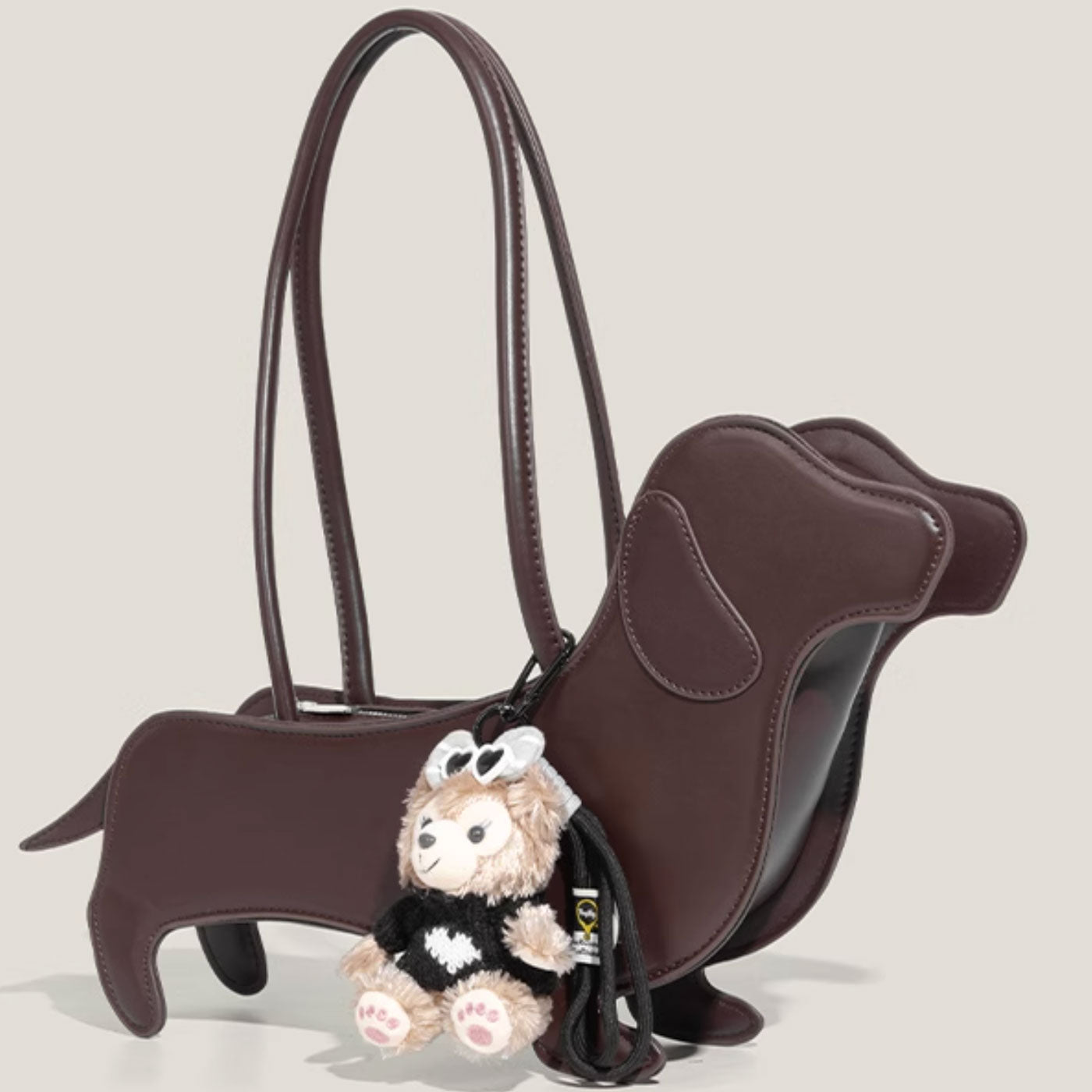 Dachshund Shaped Handbag Novelty Shoulder Bag Women Structured Tote Sausage Dog Purse Adjustable Strap Dachshund Lover Gift Bag | Koossa