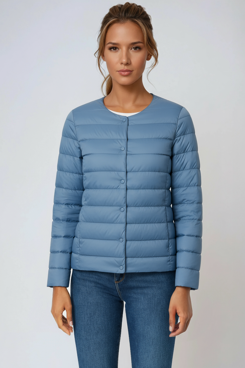Women's Lightweight Quilted Puffer Jacket in Black – Slim-Fit Layering Coat for Effortless Everyday Warmth | Koossa