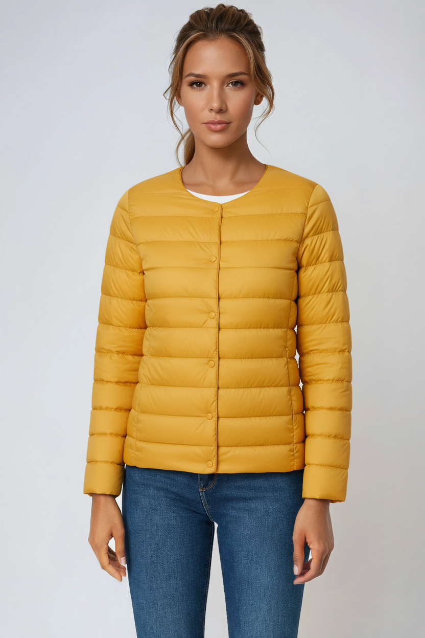 Women's Lightweight Quilted Puffer Jacket in Black – Slim-Fit Layering Coat for Effortless Everyday Warmth | Koossa