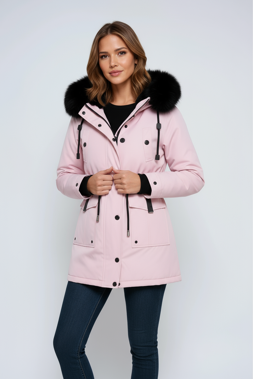 Women's Hooded Parka Coat with Faux Fur Trim — Stylish Winter Jacket for Cold Weather & City Wear | Koossa