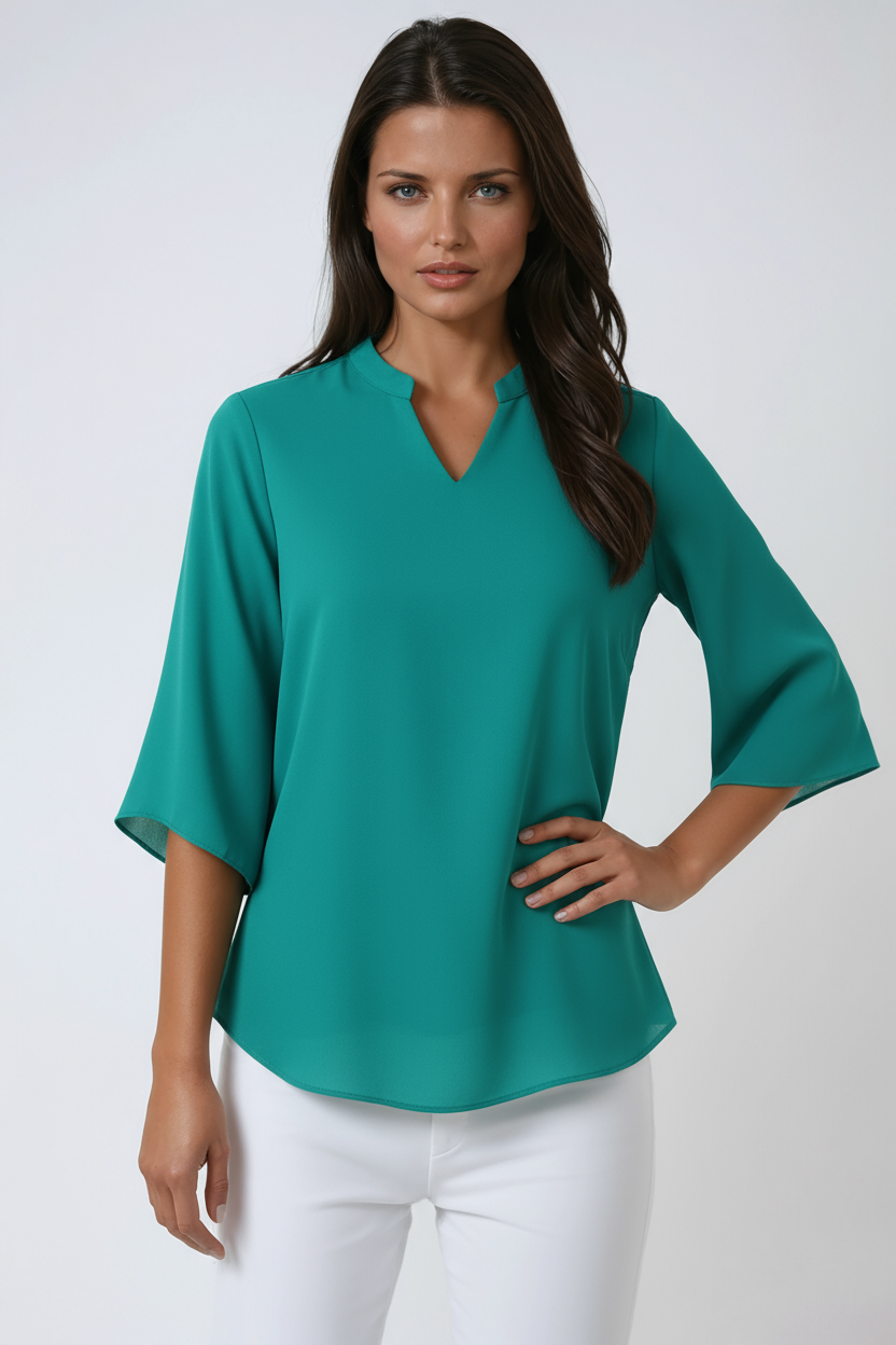 Flowing Chiffon V-Neck Blouse with Flutter Sleeves in Six Colours – Lightweight Spring Summer Wardrobe Essential for Women | Koossa