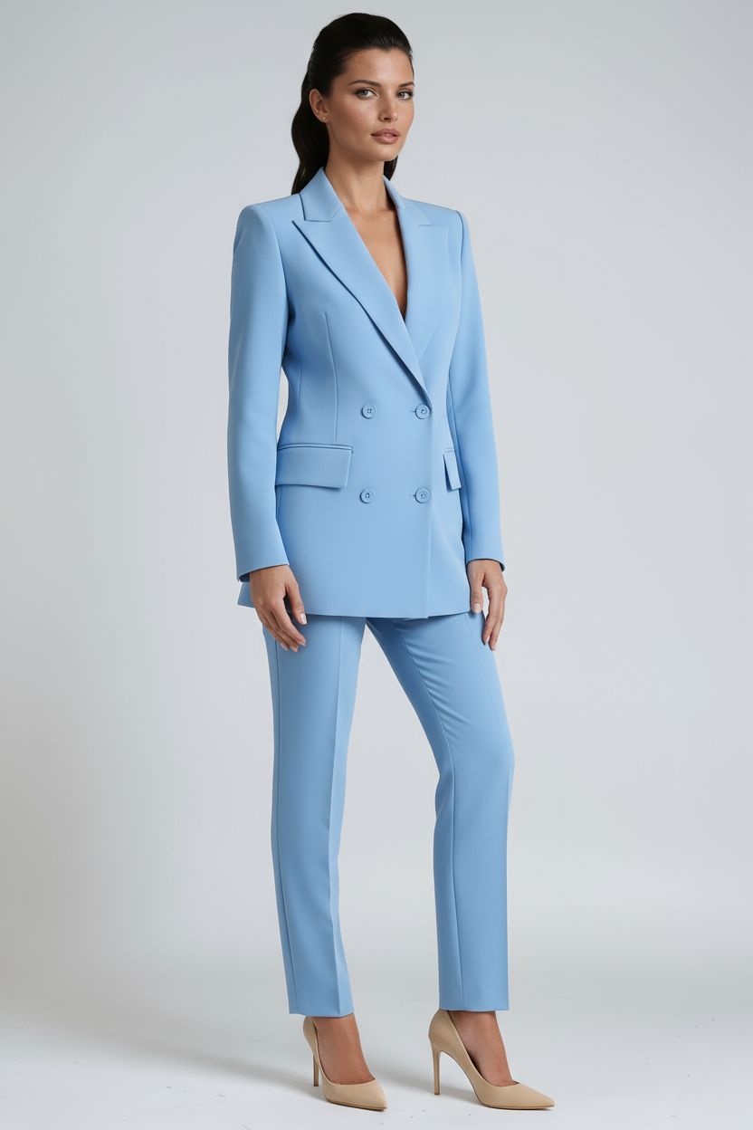 Double-Breasted Blazer Suit Two-Piece Set in Premium Tailored Fabric | Koossa