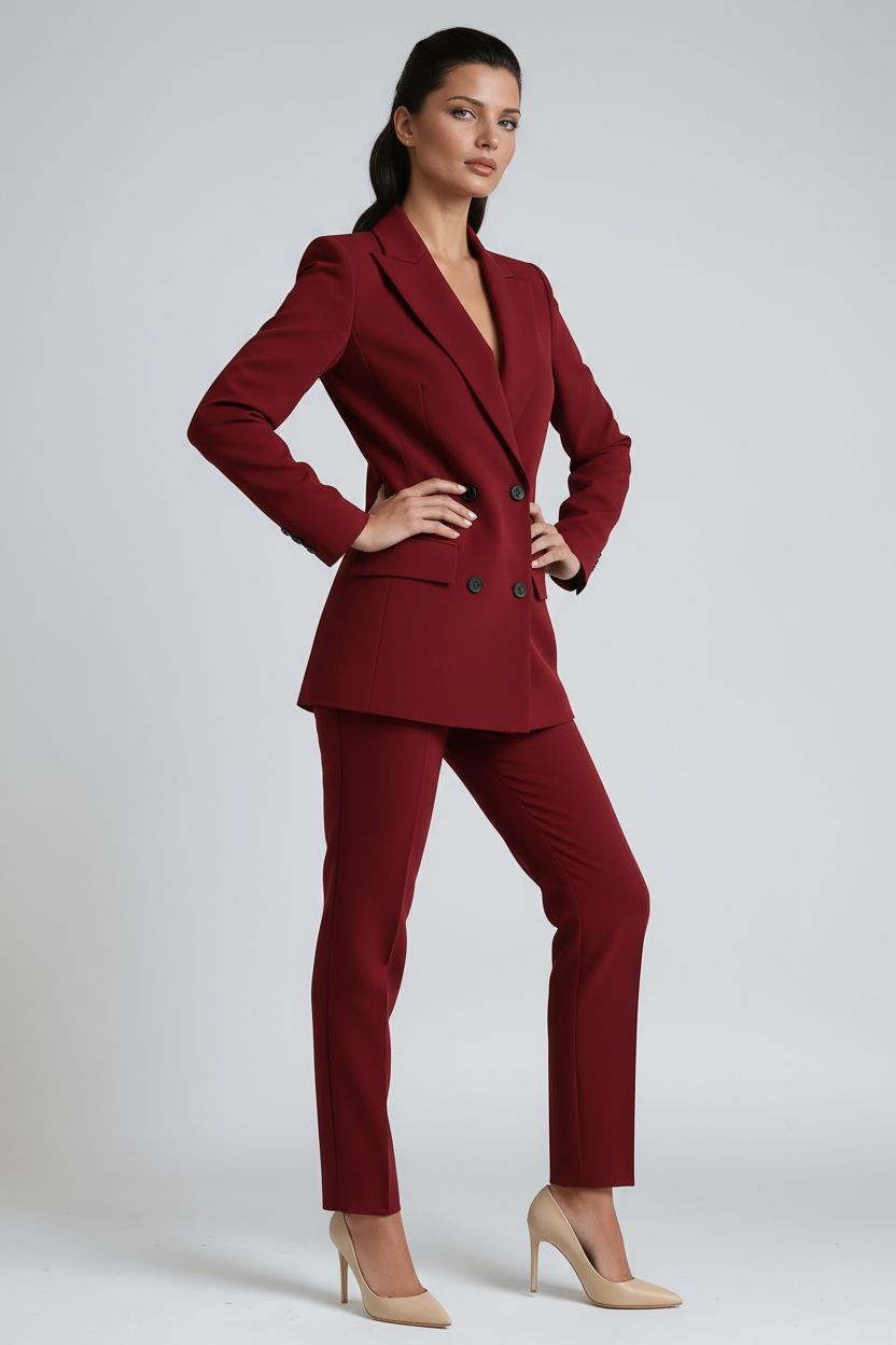 Double-Breasted Blazer Suit Two-Piece Set in Premium Tailored Fabric | Koossa