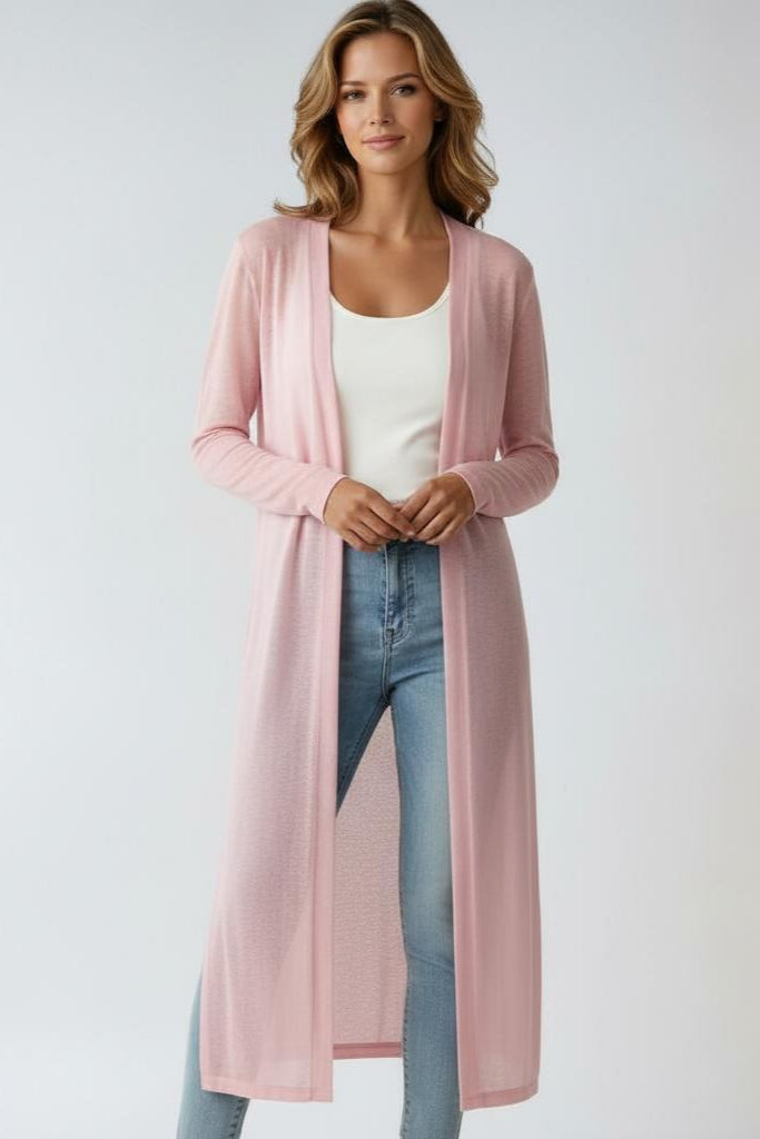 Longline Open Front Cardigan in Soft Lightweight Knit – Timeless Layering for Effortless Elegance | Koossa