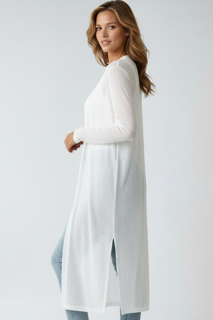 Longline Open Front Cardigan in Soft Lightweight Knit – Timeless Layering for Effortless Elegance | Koossa