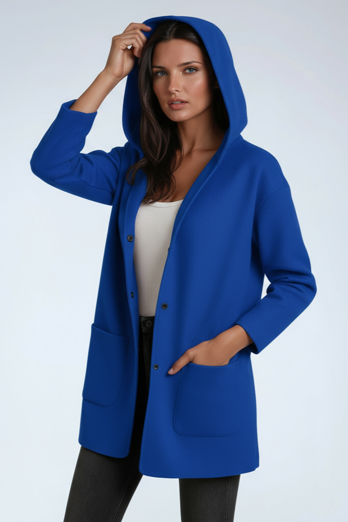 Women's Mid-Length Hooded Coat — Relaxed Everyday Jacket for Autumn & Winter Layering with Pockets | Koossa