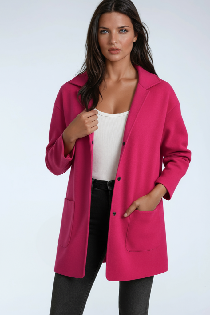 Women's Mid-Length Hooded Coat — Relaxed Everyday Jacket for Autumn & Winter Layering with Pockets | Koossa