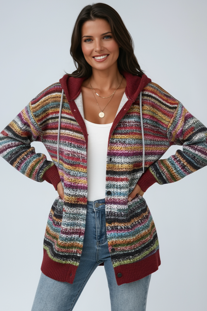 Oversized Hooded Jacket in Classic Checked Wool Blend for Autumn Layering | Koossa