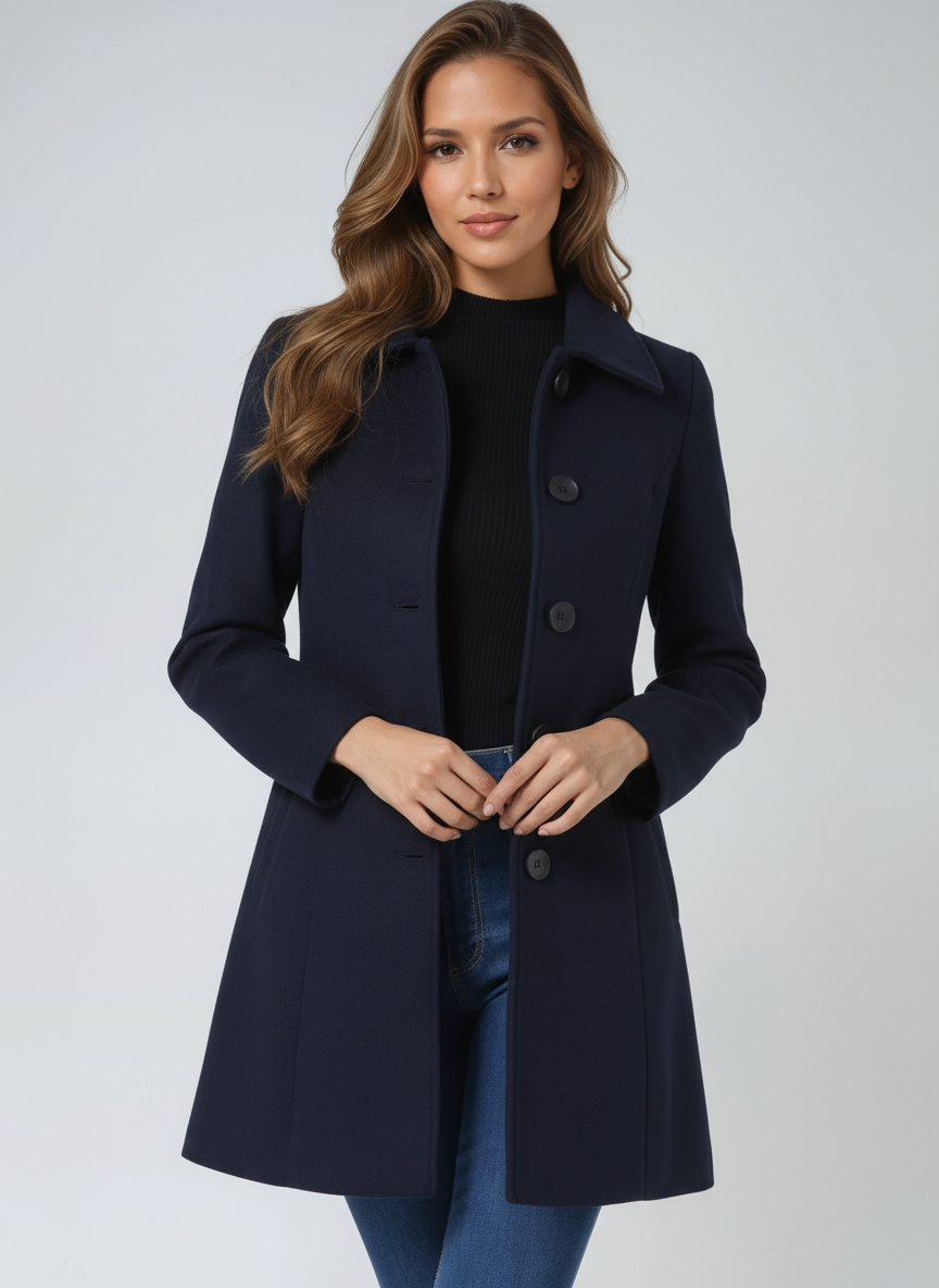 Women's Tailored Wool Trench Coat in Classic Neutral Tones for Autumn and Winter | Koossa