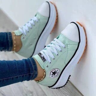 Women's Canvas Platform Trainers with Lace-Up Front in Six Colours | Koossa