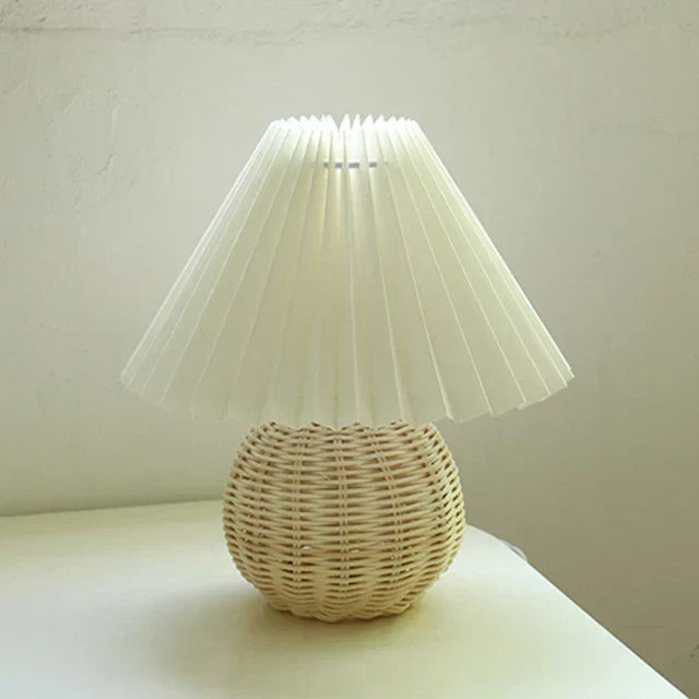 Lampe de chevet céramique abat-jour plissé E27 27 cm salon lumière tamisée ambiance rétro élégante design | Koossa
